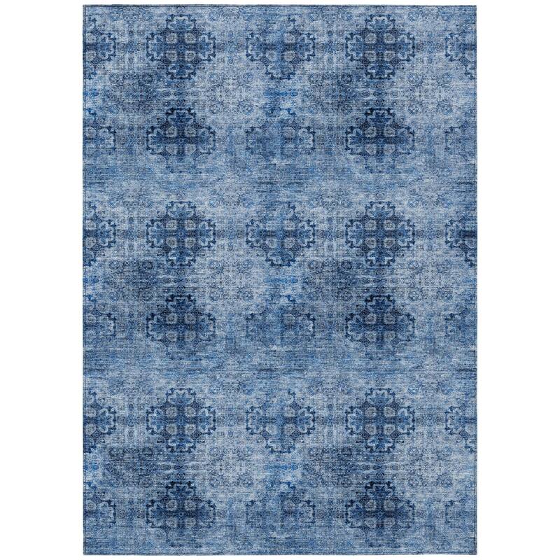 Alvafi Garden-Inspired Weather Resistant Classic Meets Modern Outdoor Rug - 2' x 3' - Blue