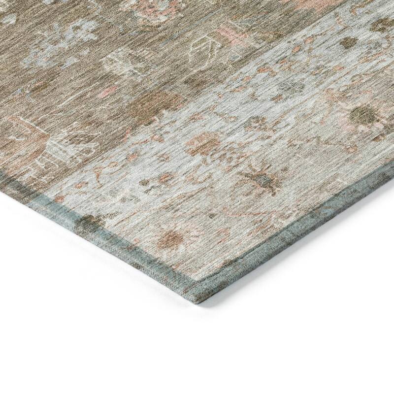 Machine Washable Indoor/ Outdoor Traditional Border Chantille Rug