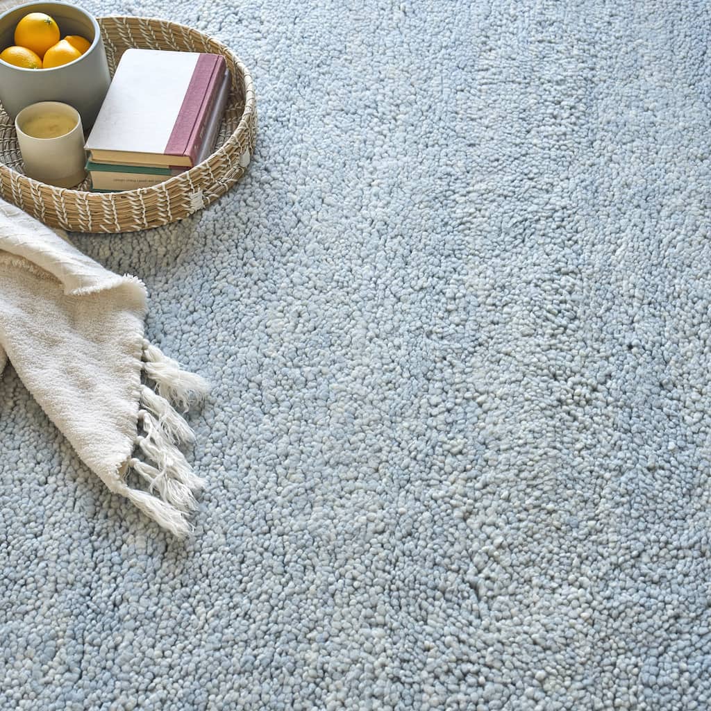 EXQUISITE RUGS Merino Wool Hand-knotted Blue Area Rug.