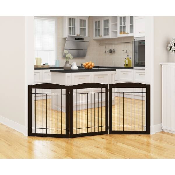 Shop Pawland 3 Panels 30 Height Extra Wide Dog Gate For The Hous Freestanding Foldable Wire Pet Gate Pet Safety Fence Overstock 31672838