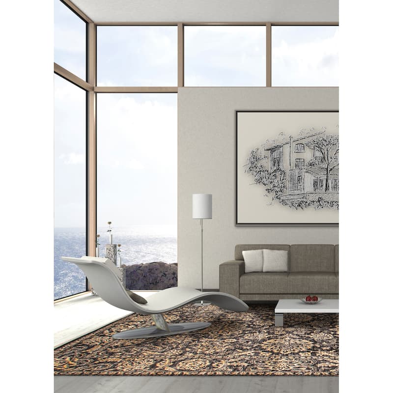 ECARPETGALLERY Hand-knotted Heritage Dark Grey Silk, Wool Rug - 6' 2" x 9'