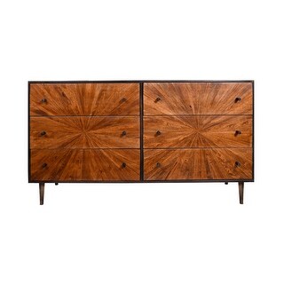 6 Drawer Cabinet Mid Century Modern Storage Wood Drawer Dresser Brown ...