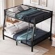 preview thumbnail 3 of 14, Modern Full XL Over Queen Size Metal Frame Bunk Bed with Ladder and Slats Support, Black Full