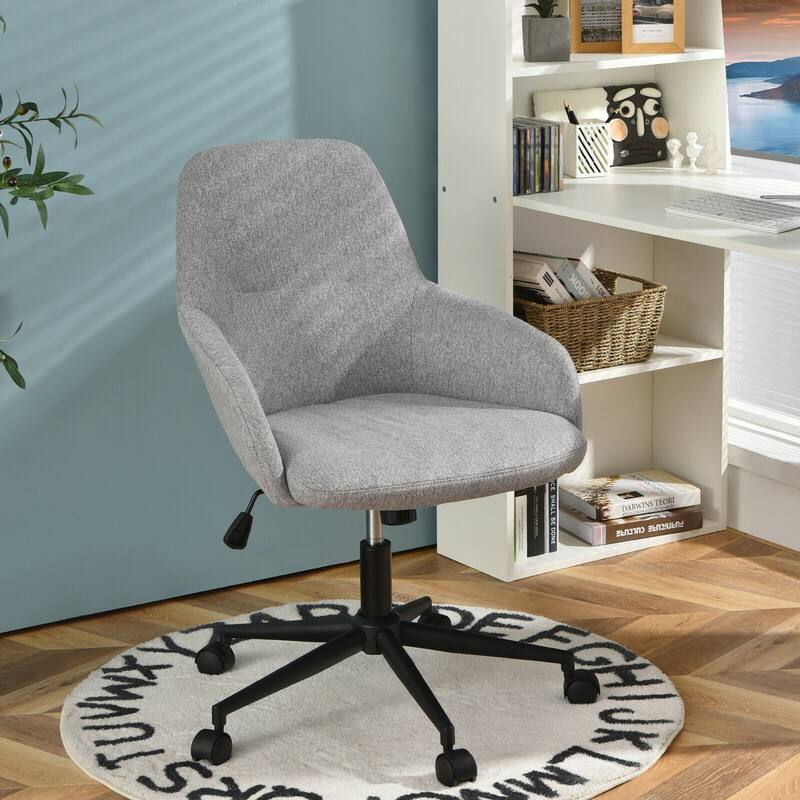 Gymax Linen Accent Office Chair Adjustable Rolling Swivel Task Chair - See Details