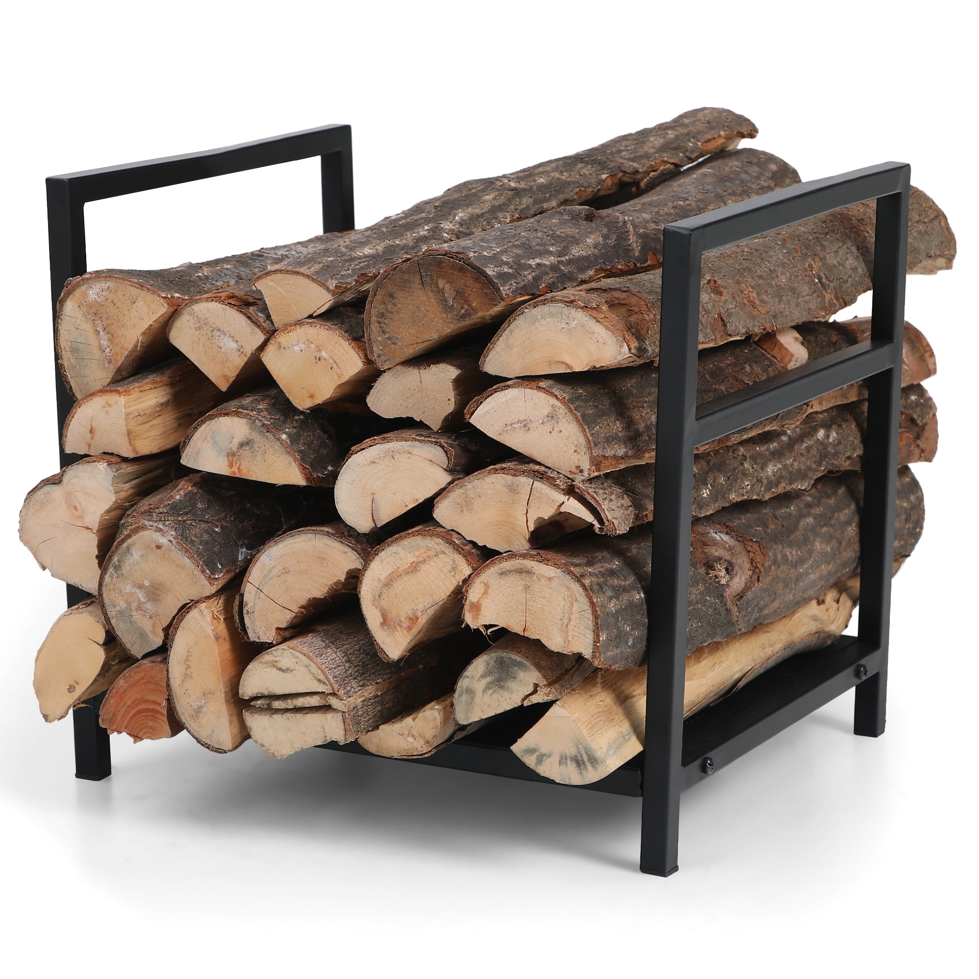 PHI VILLA 17 Inch Firewood Log Rack Bin Indoor/Outdoor Decor Steel