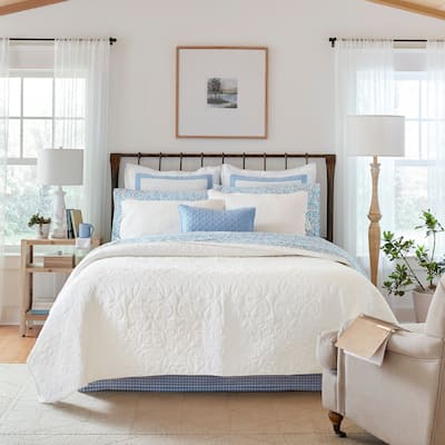 Laura Ashley Felicity Cotton Reversible White Quilt Set
