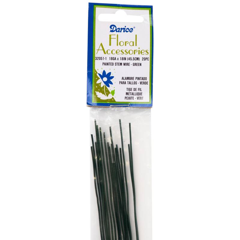 18 GA. Painted Stem Wire Floral Accessory - 18" - Green