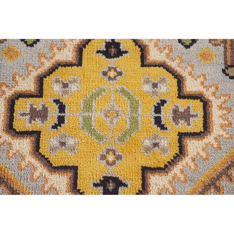 Geometric Kazak Indian Runner Rug Hand-Knotted Wool Carpet - 2'7"x 8'0"