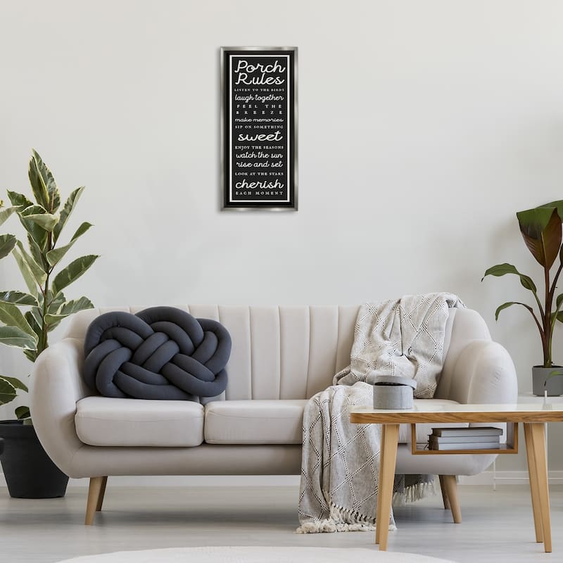 Stupell Porch Rules on Black Framed Floater Canvas Wall Art Design By Lil' Rue