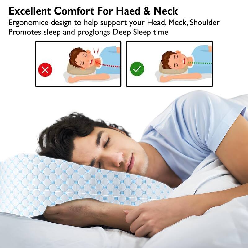 Memory Foam Pillow with Bamboo Cover, Adjustable Firmness, Premium Luxury Gel Memory Foam Pillows. - N/A
