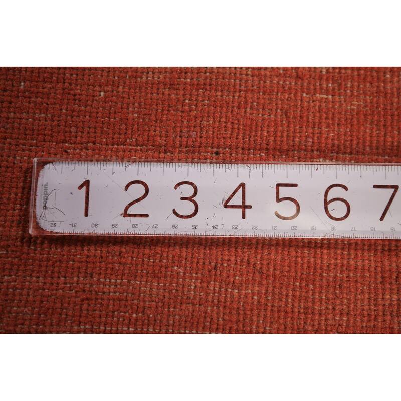 Modern Gabbeh Area Rug Hand-Knotted Orange Wool Carpet - 6'7" x 9'6"