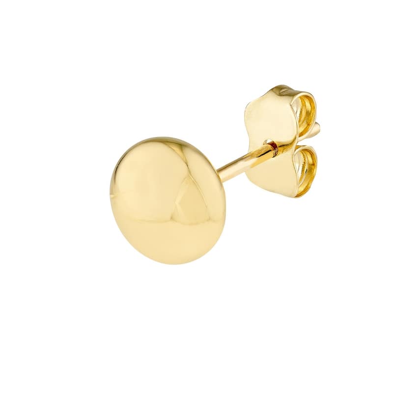 Curata 14k Yellow Gold 7mm Puffed Circle Stud Earrings
