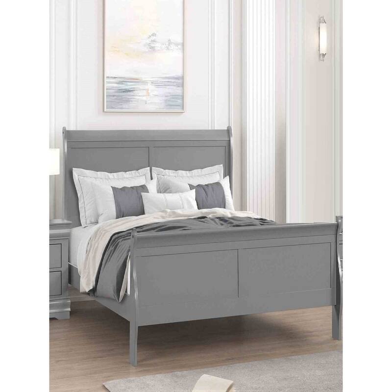 Gray Finish Modern 1pc Sleigh Design Bed - Twin
