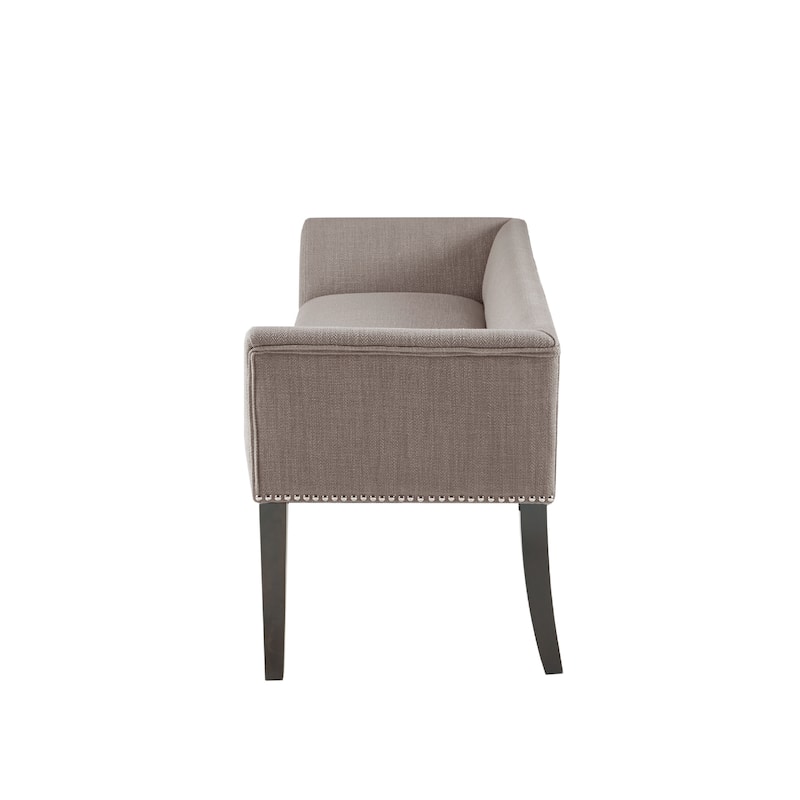 Madison Park Welburn 49.5" Upholstered Bench with Back & Wood Legs