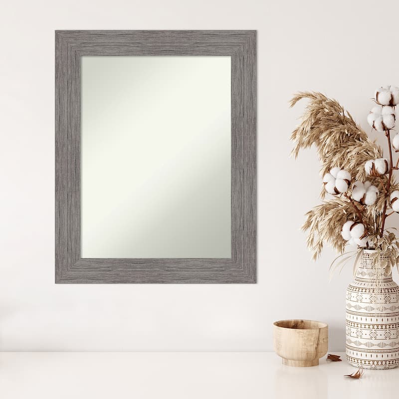 Non-Beveled Wall Mirror - Pinstripe Plank Grey Frame