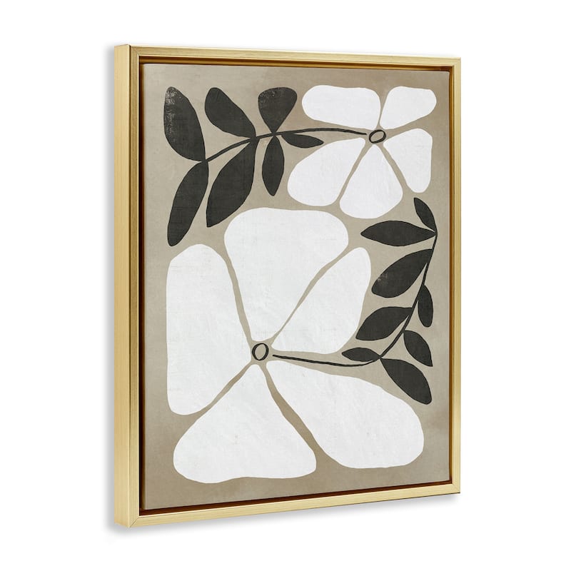 Stupell Oblong Boho Flowers Framed Floater Canvas Wall Art Design By Victoria Barnes