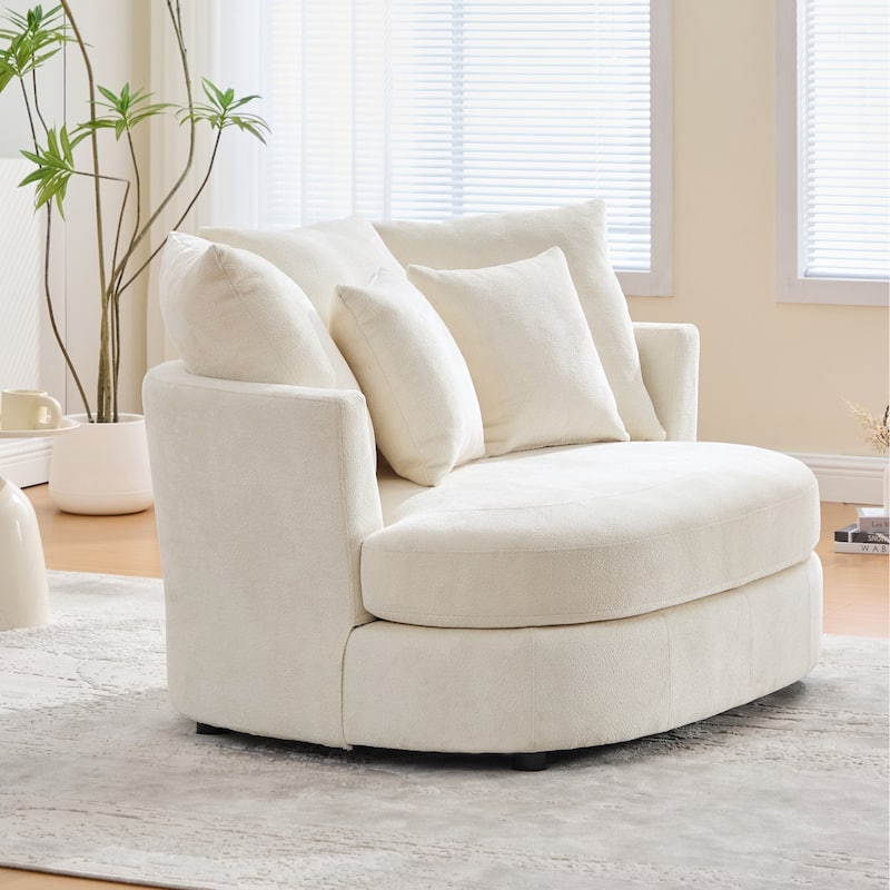 55.1" W Accent Barrel Chair,Modern Oversized Sofa Chair with 5 Pillows