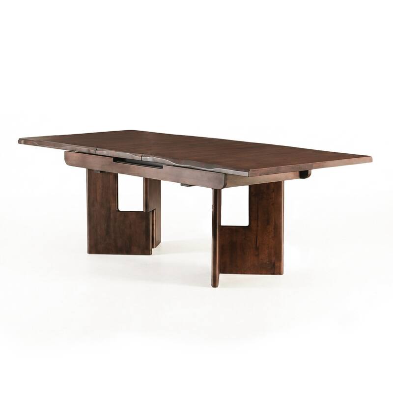 Furniture of America Abigail XIV Mid-Century Modern 5-Piece Walnut Solid Wood Extendable Dining Set with Side Chairs