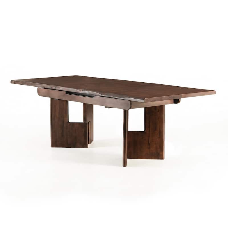 Furniture of America Abigail XIV Mid-Century Modern Rich Walnut Extendable Self-Storing 89-inch Dining Table