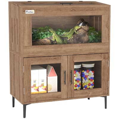 PawHut 60.5 Gallon Reptile Tank, Stackable Reptile Terrarium with Top Opening, for Bearded Dragon, Lizard, Snake, Brown