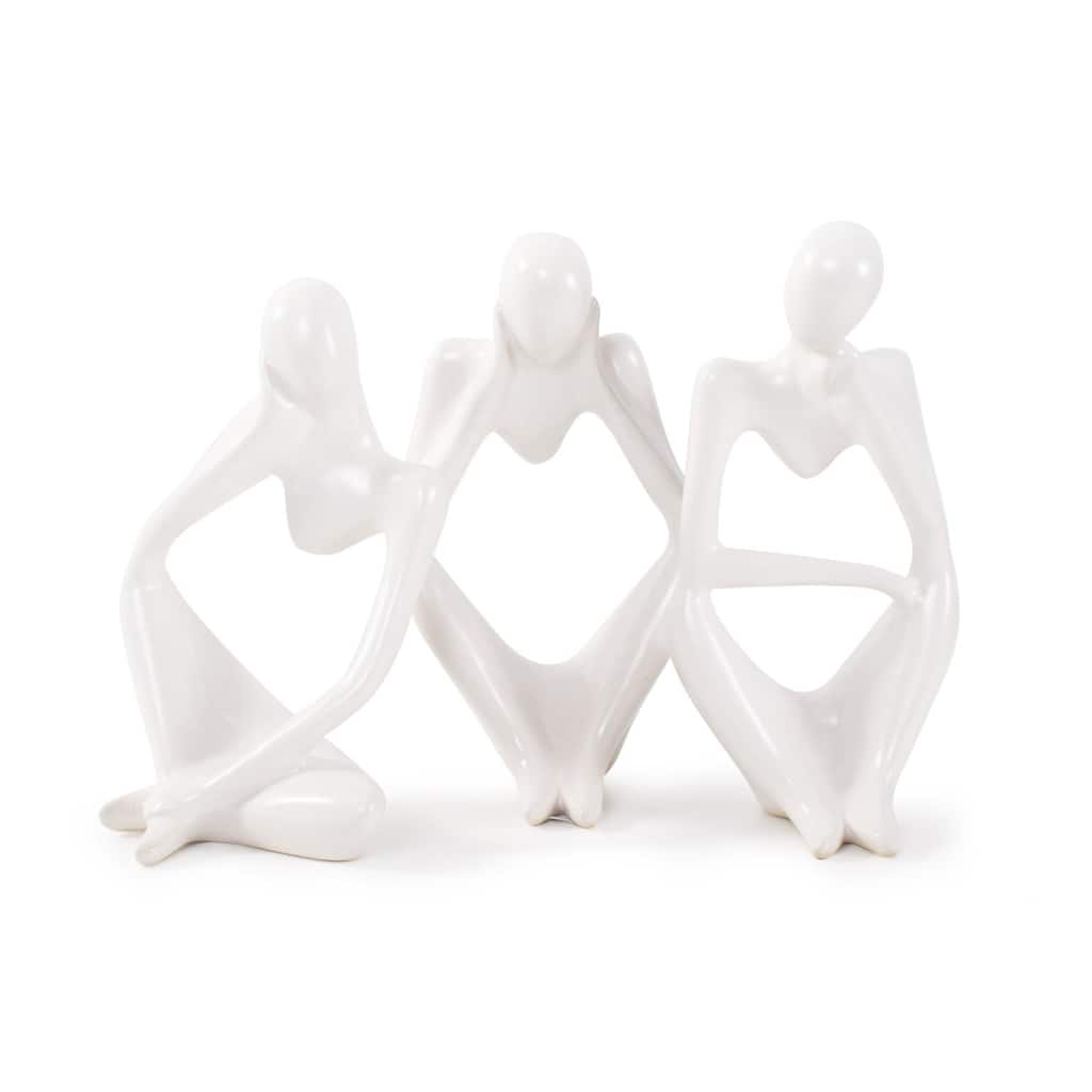 Contentment Ceramic Sculpture- Set of 3 - 16.5H x 6.5W x 3.5D