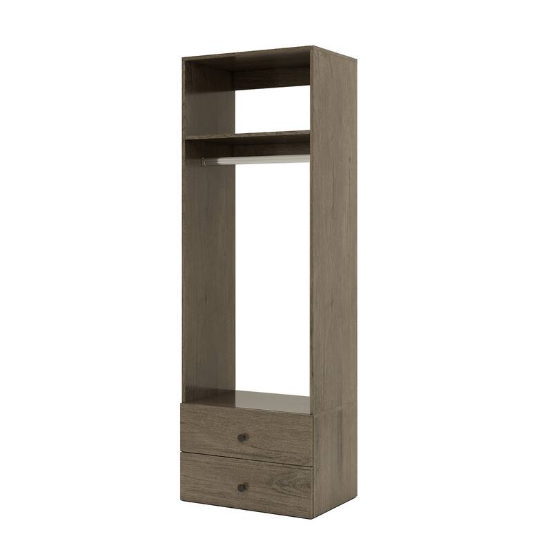 Modular Closet System Organizer with Hanging Rod and Adjustable Shelves, Wall-Mounted Walk in Closet Organizer with Drawers