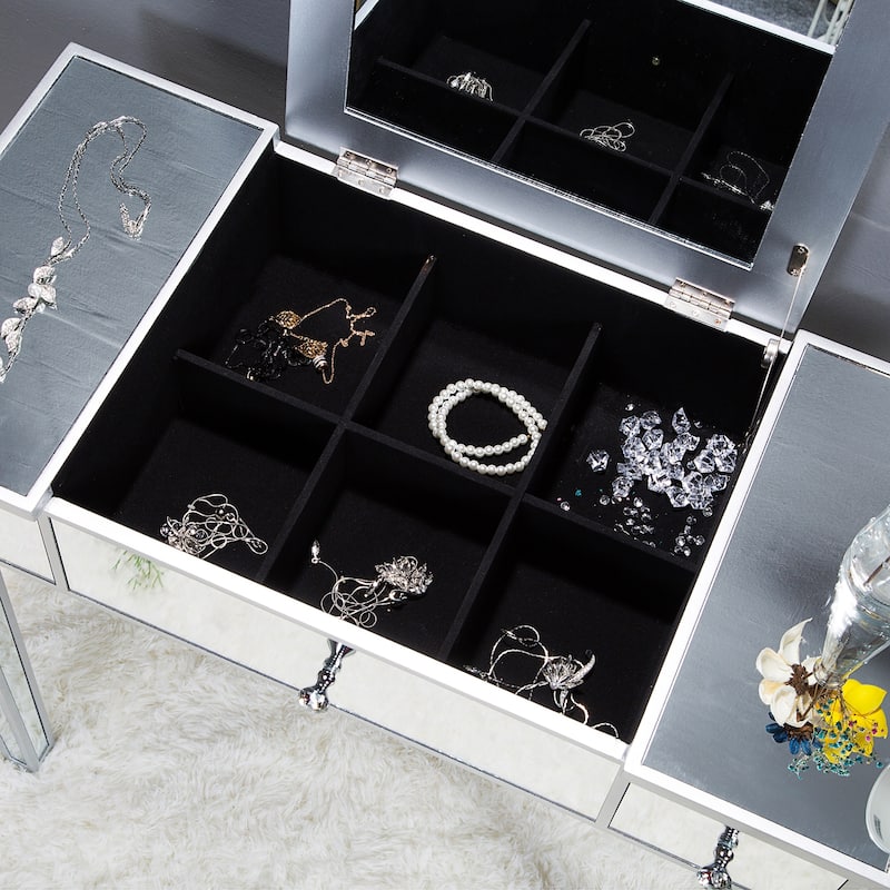 31.5" FCH Flip Glass Mirrored Makeup Vanity Table