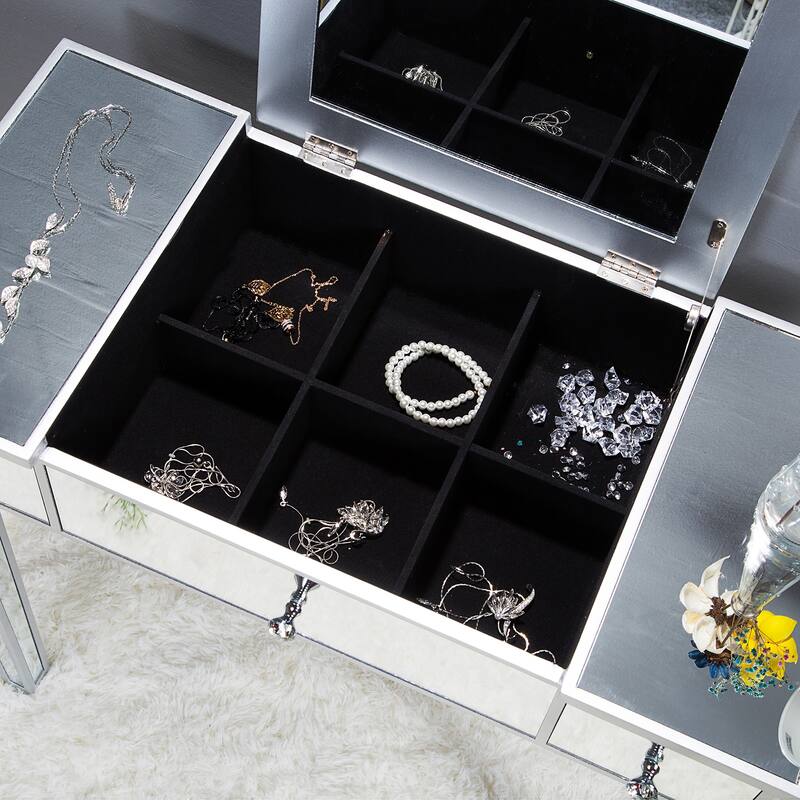 FCH Flip Glass Mirrored Makeup Table With Drawer