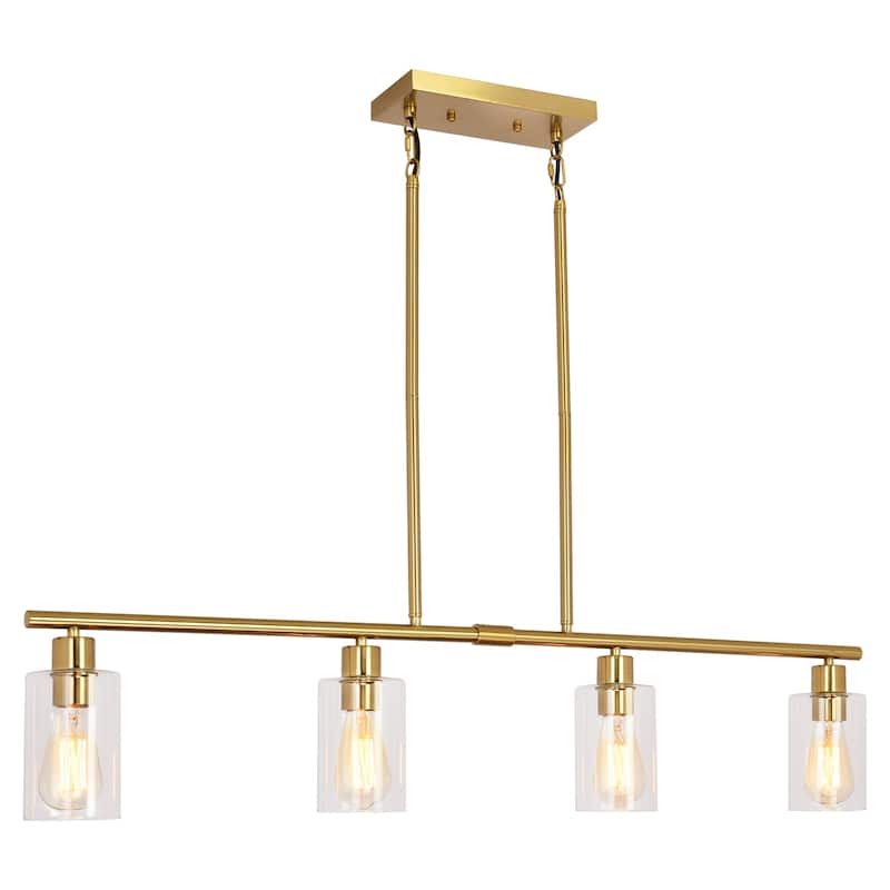 4-Light 43.7"W Kitchen Pendant Lighting witn Clear Glass Shades