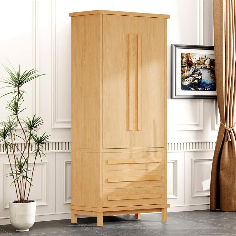 Farmhouse 70" Tall Kitchen Pantry Cabinet,Freestanding Wooden Kitchen Cupboard with 6 Door Shelves and 3 Drawers