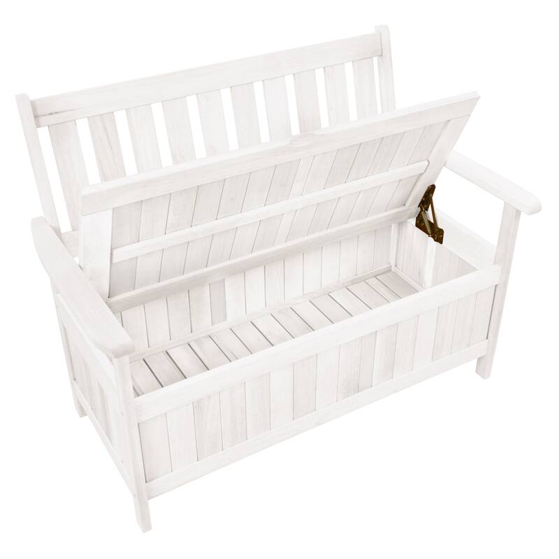 CorLiving Miramar Natural Hardwood Outdoor Storage Bench - N/A