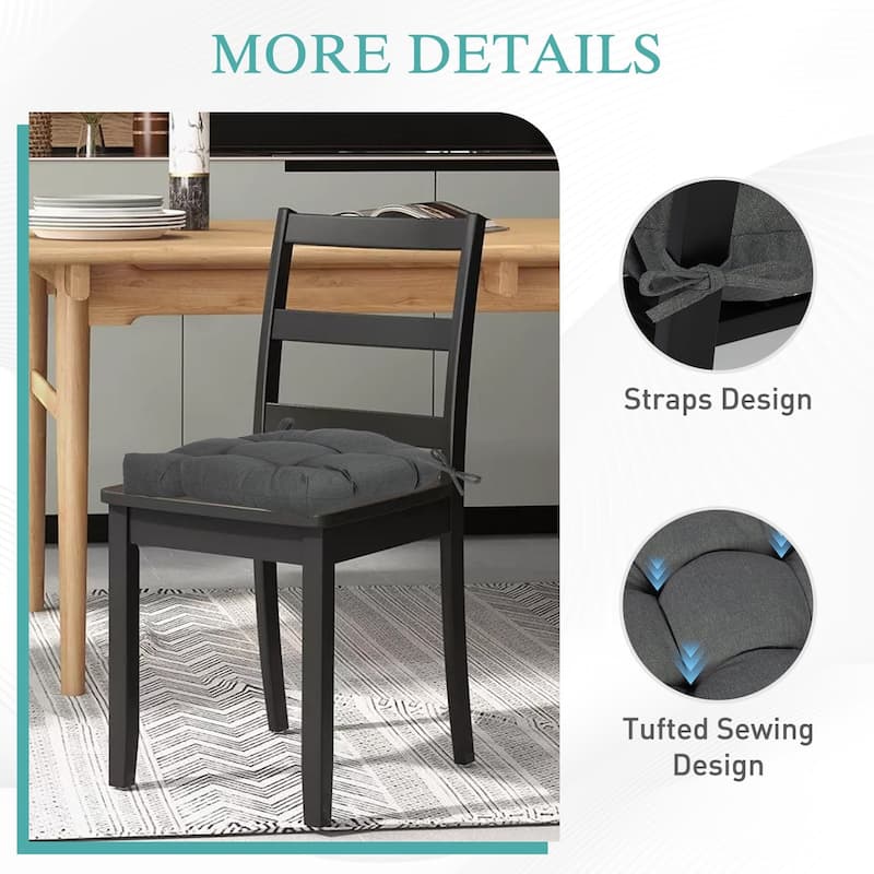 Aoodor 19x19x5 Inch Tufted Outdoor Chair Cushions, Water and Fade Resistant Polyester Dining Chair Pads with Ties, Set of 4