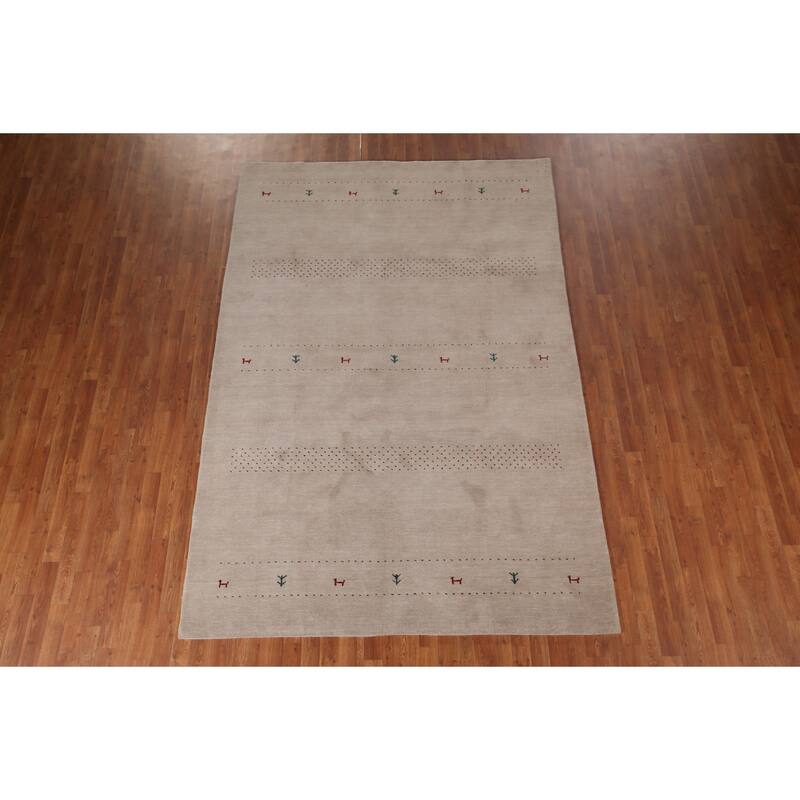 Little Animals Tribal Gabbeh Oriental Area Rug Handmade Wool Carpet - 6'7"x 9'8"