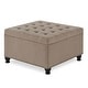 preview thumbnail 21 of 34, Large Upholstered Button Tufted Square Storage Ottoman with Nail Trims Linen