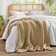 preview thumbnail 76 of 93, Madison Park Hand Made Chunky Double Knit Throw Blanket Tan