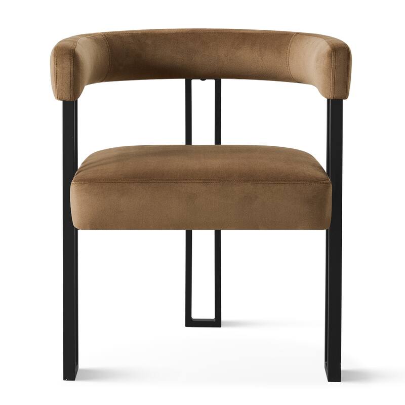 Modern Velvet Upholstered Dining Armchairs with Black Metal Legs (Set of 2/4/6)