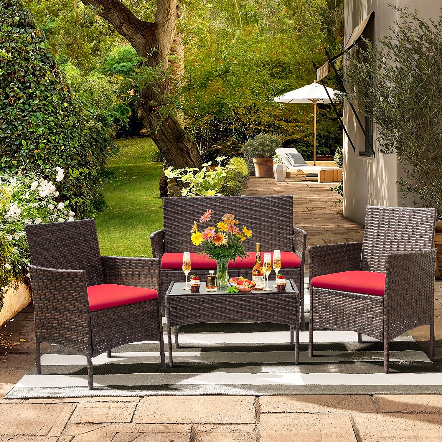 Homall 4 hot sale pieces outdoor patio