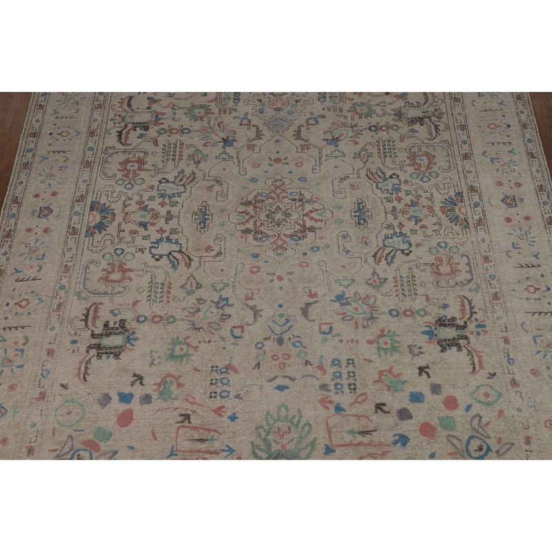 Overdyed Tabriz Persian Area Rug Hand-Knotted Wool Carpet - 7'8"x 10'8"