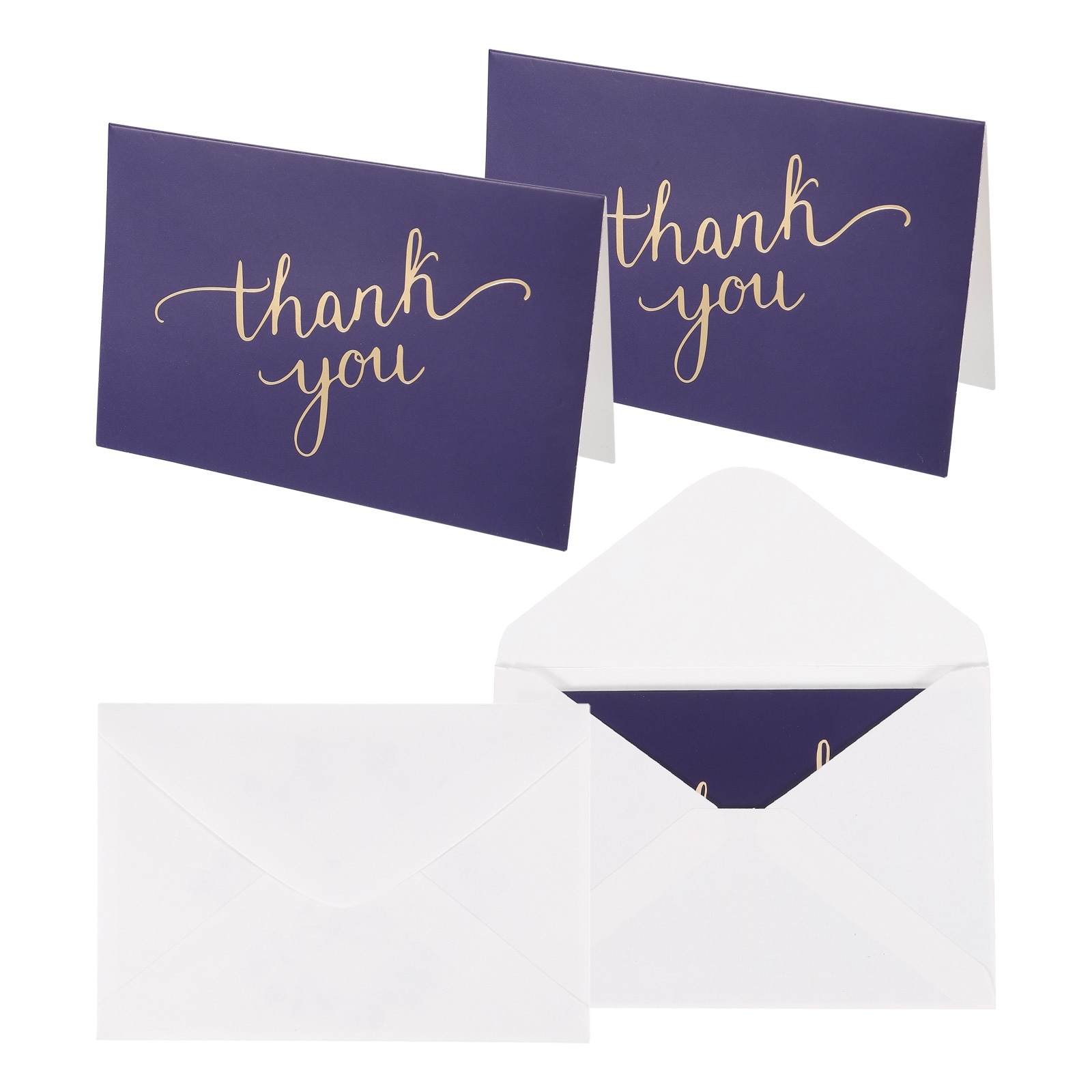 24pcs Thank You Cards with Envelopes,4x6 Thank You Cards Small Business Blank,I - Navy & Gold