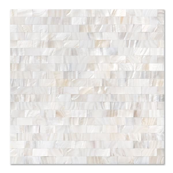 slide 2 of 8, Art3d Peel and Stick Mother of Pearl Shell Tile for Kitchen Backsplash/Bathroom White Rectangle Seamless 6-Pack White