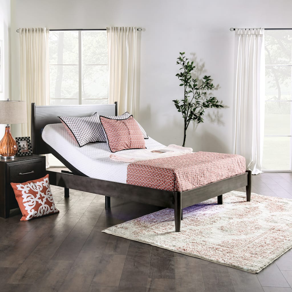 Alcostith Modern Black Adjustable Bed Frame with Battery Backup and USB by Furniture of America