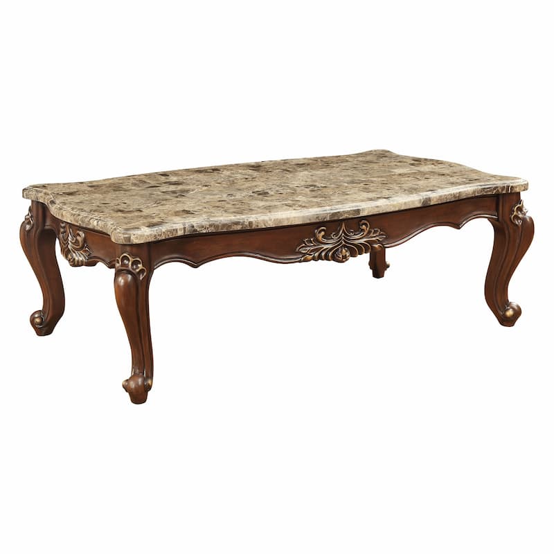 HomeRoots 34" Genuine Marble Free Form Coffee Table - 34