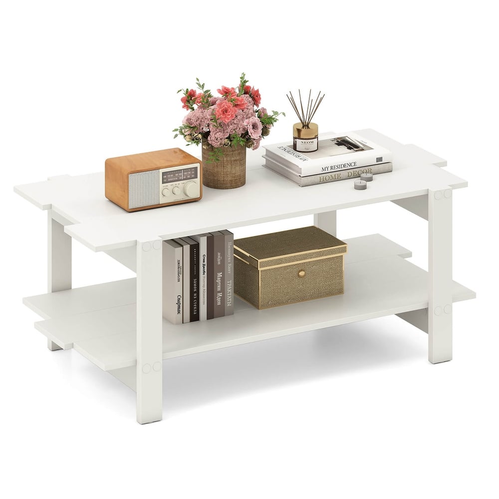 Costway 2-Tier Coffee Table Irregular Center Table with Open Storage - See Details