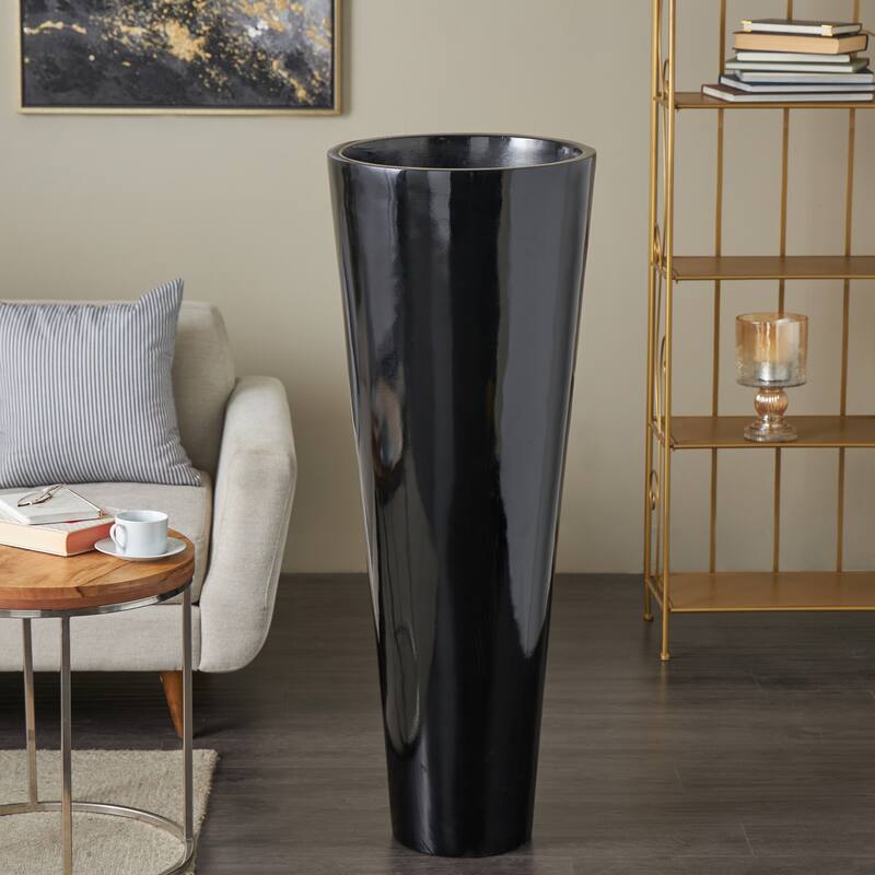 Black Fiberglass Minimalistic Floor Decorative Vase