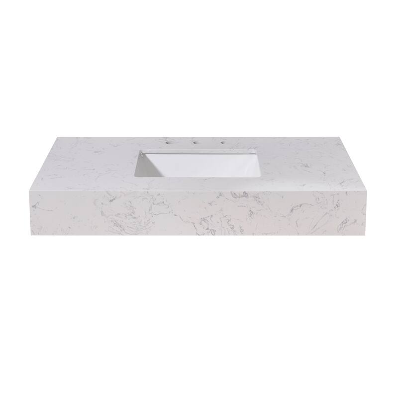 Altair Merano Bathroom Vanity Countertop in Aosta White Apron Finish Without Vanity