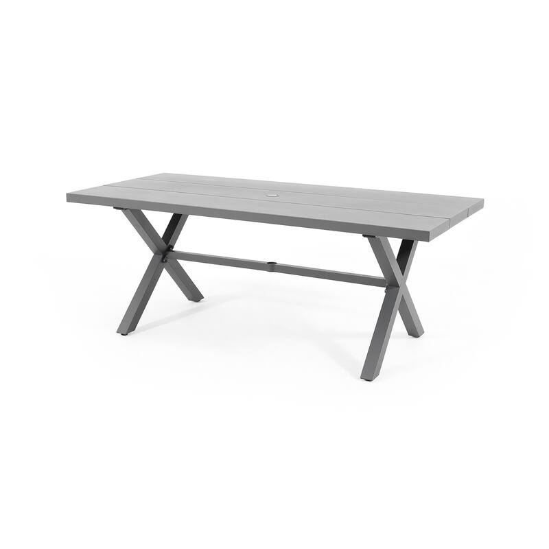 Outdoor Patio Dining Sets with PE Wicker Chairs and X-leg Aluminum Dining Table for 8 Persons