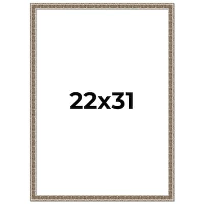 22x31 Frame Silver Versailles Ornate Solid Wood Picture Frame | 1 Inch