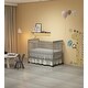 preview thumbnail 1 of 7, 3-In-1 Convertible Crib, Made Of Sustainable Pinewood, Non-Toxic Finish, Comes With Locking Wheels, Wooden Nursery Furniture Stone Gray