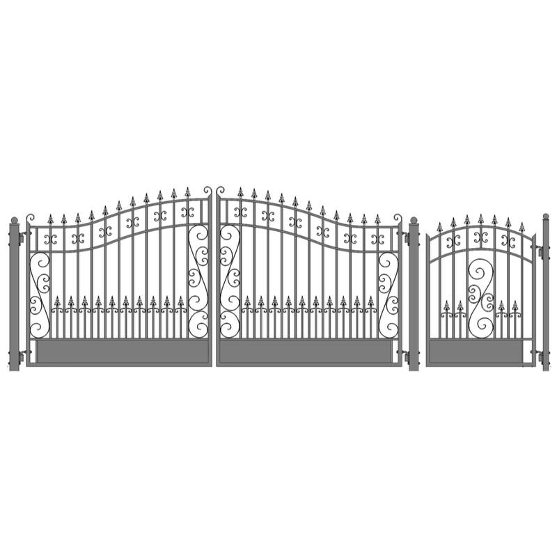 ALEKO Venice Style Steel Dual Driveway Gate 12 ft with Pedestrian Gate