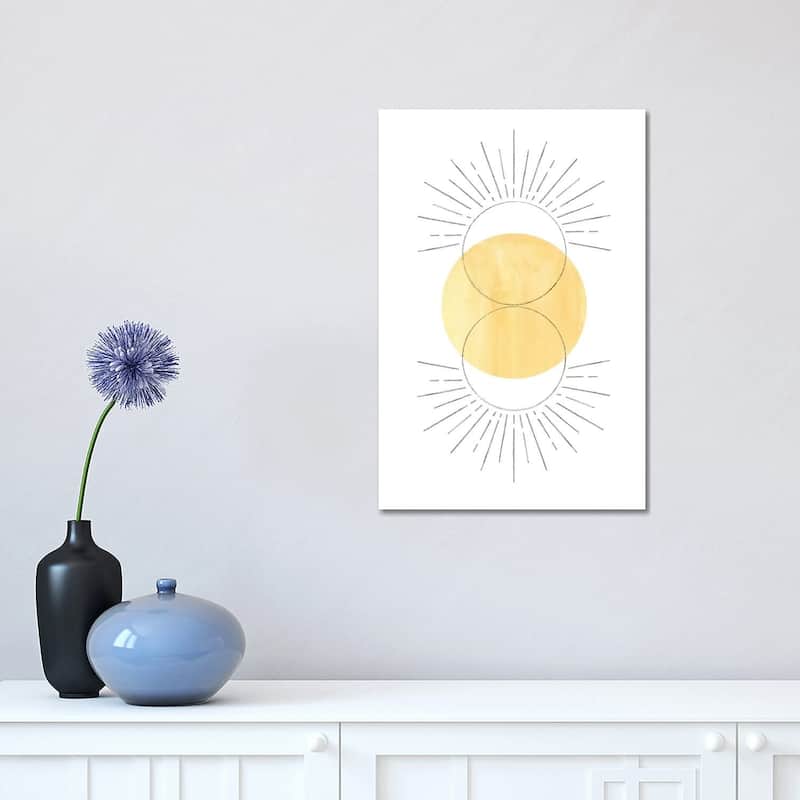 iCanvas "Mustard Yellow Sun, Abstract Art" by Whales Way Canvas Print - 18x12x1.5